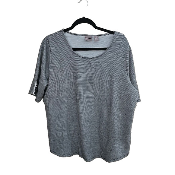 Chico's Striped Nautical Short Sleeve Casual Top Button Sleeves Womans Size 3/XL - Picture 1 of 5